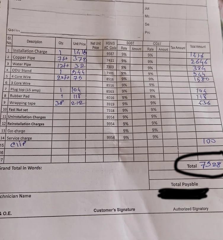 Expected Additional Bill when AC gets installed